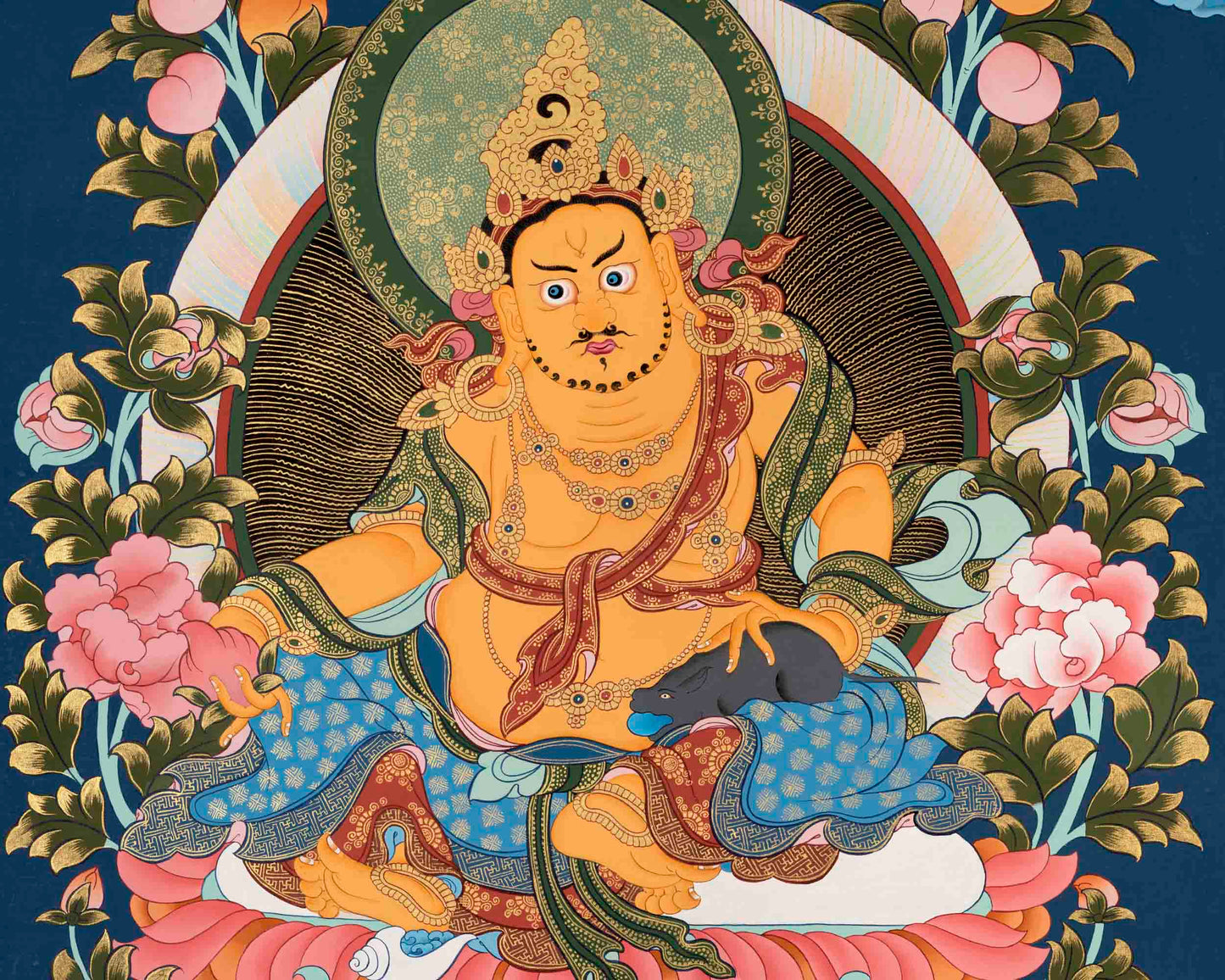 Dzambala Kubera Thangka | Buddhist Wealth Deity | Wall Decors