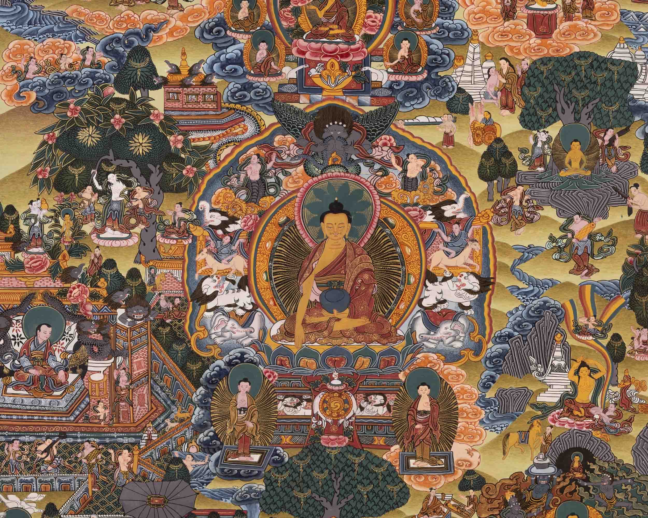 Buddha Life Story | Religious Buddhist Thangka | Wall Hanging Decors