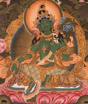 Green Tara Thangka | Buddhist Religious Art | Wall Decors