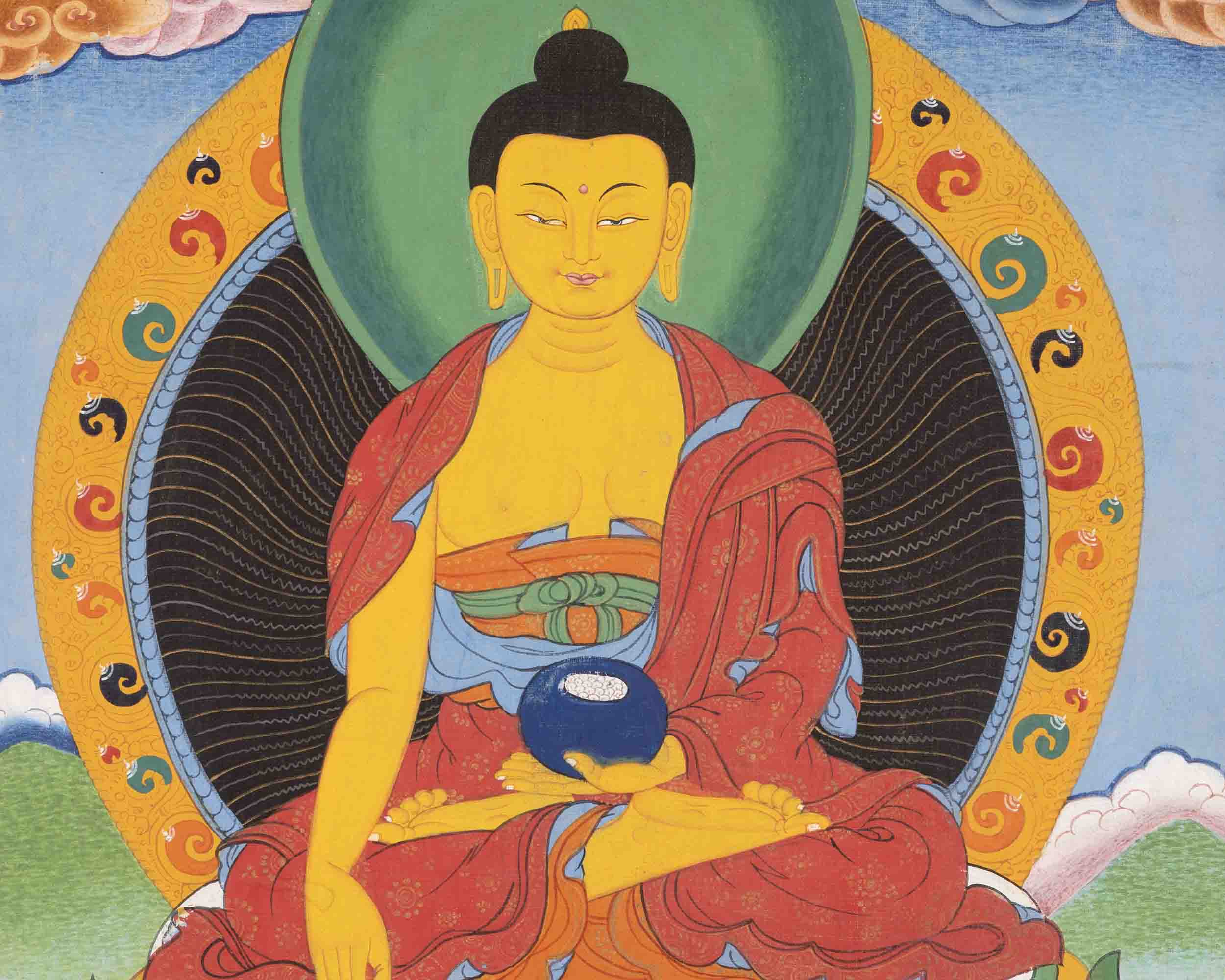 Vintage Shakyamuni Buddha | Traditional Buddhist Thangka | Wall Decors