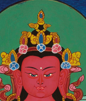 Red Amitayus Buddha Thangka | Tibetan Wall Decoration