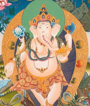 Ganesh Thangka Painting |  Hand Painted Buddhist Artwork