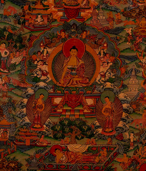 Life Story Of Shakyamuni Buddha | Oil Varnished Thangka | Wall Decors