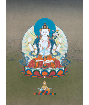 Chenrezig | Deity Of Compassion | Buddhist Painting Thangka