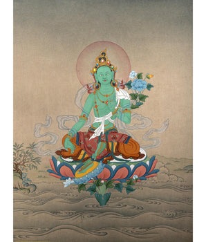 Green Tara Painting | Tibetan Thangka Painting