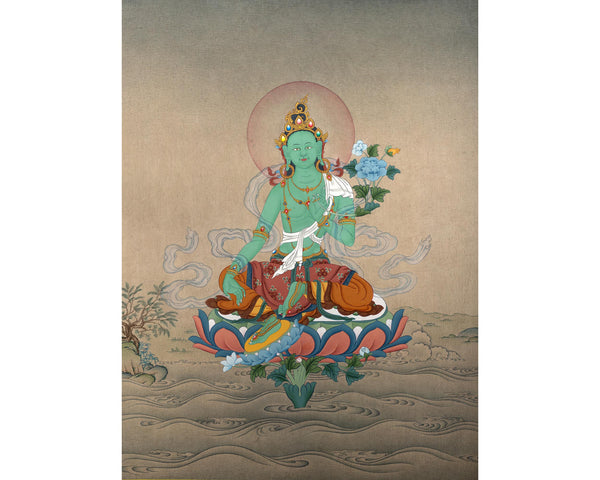 Green Tara Painting | Tibetan Thangka Painting