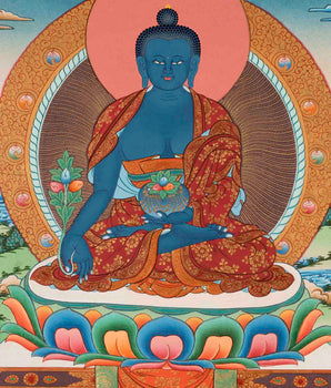 Healing Buddha | Medicine Buddha Thangka | Traditional Buddhist Art