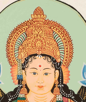 Goddess Laxmi Thangka | Hindu Wealth Deity | Wall Decoration