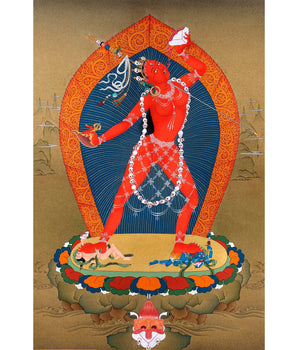 Red Vajrayogini Thangka | Wrathful Deity | Dakini Art Painting