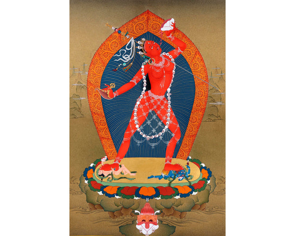 Red Vajrayogini Thangka | Wrathful Deity | Dakini Art Painting