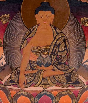 Shakyamuni Buddha Tibetan Thangka | Religious Buddhist Art | Wall Decors