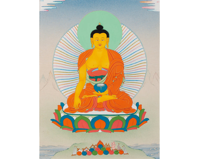 Gautam Buddha Thangka | Tibetan Art | Buddha Thangka with Brocade