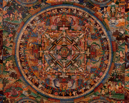 Five Mandalas Thangka | Oil Varnished Artwork | Wall Decors