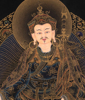 Tibetan Buddhist Master Padmasambhava Thangka | Lotus Born Master Guru Rinpoche Canvas Artwork