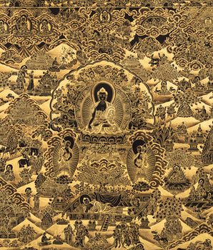 Gold Style Buddha Life Story | Tibetan Buddhist Wall Decoration Art Thangka