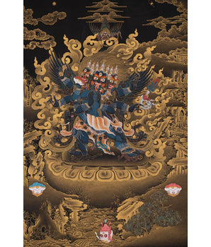 Vajrakilaya Thangka | Traditionally  Hand Painted Tibetan Thangka Painting