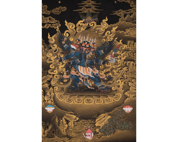 Vajrakilaya Thangka | Traditionally  Hand Painted Tibetan Thangka Painting