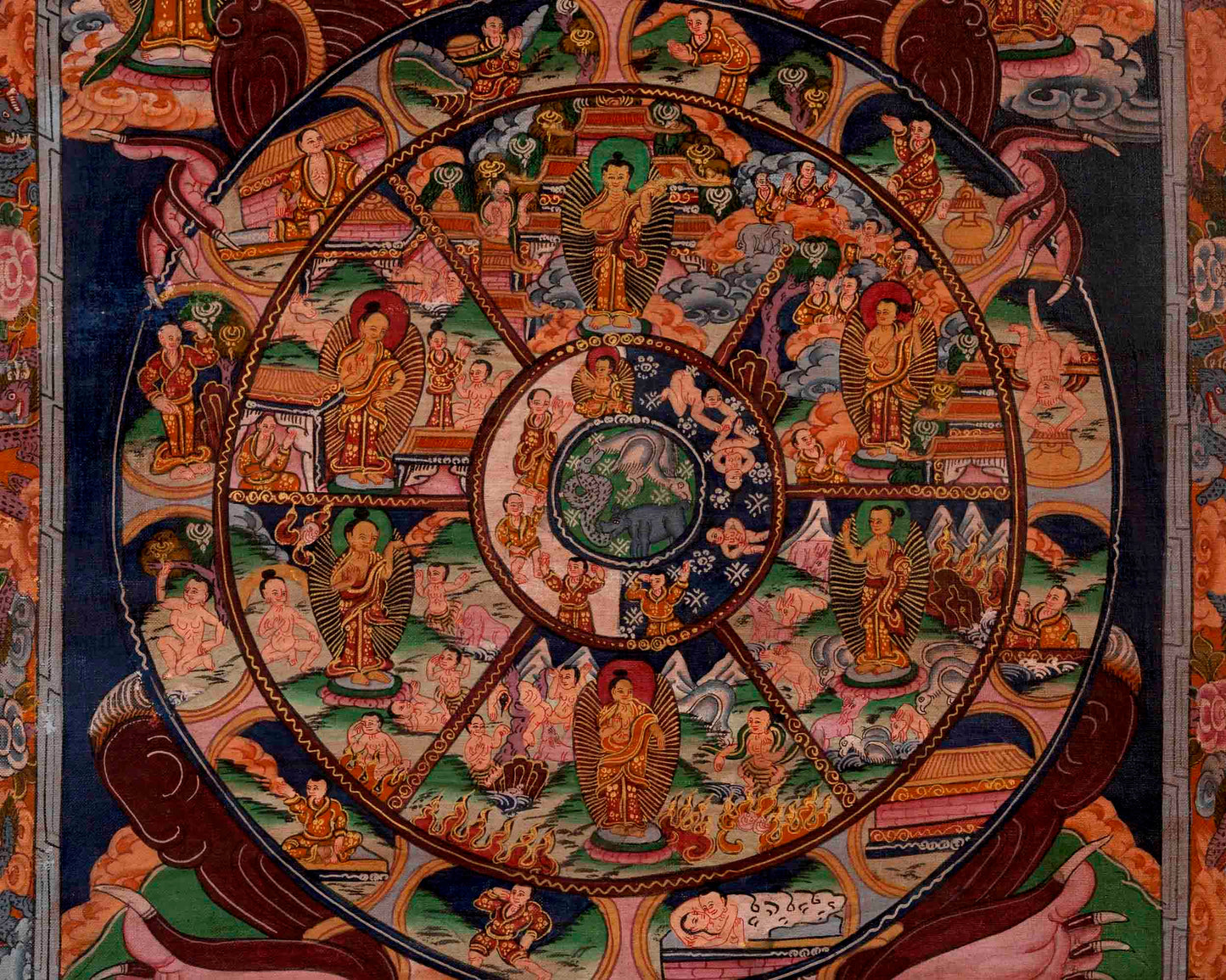 Original Bhavachakra Thangka | Traditional Handpainted Art | Wall Decors