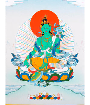 The Green Tara | Bodhisattva Thangka Art | Compassion Deity