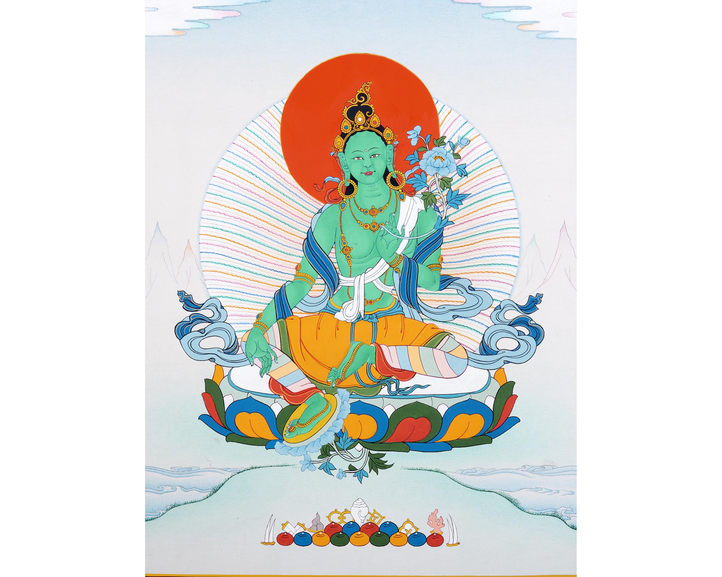 The Green Tara | Bodhisattva Thangka Art | Compassion Deity