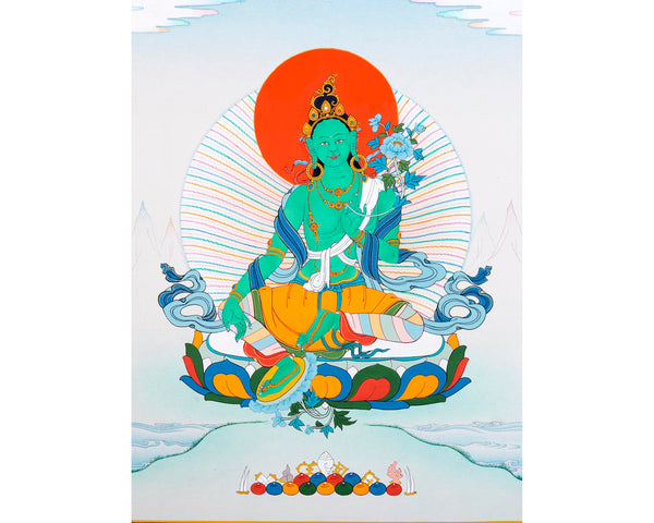 The Green Tara | Bodhisattva Thangka Art | Compassion Deity