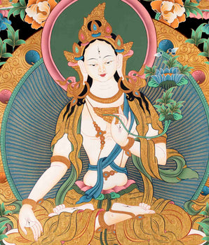 Female White Tara Thangka | Religious Wall Decors