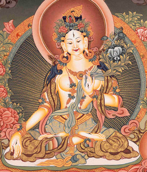 Traditional White Tara Thangka | Religious Artwork | Wall Decors