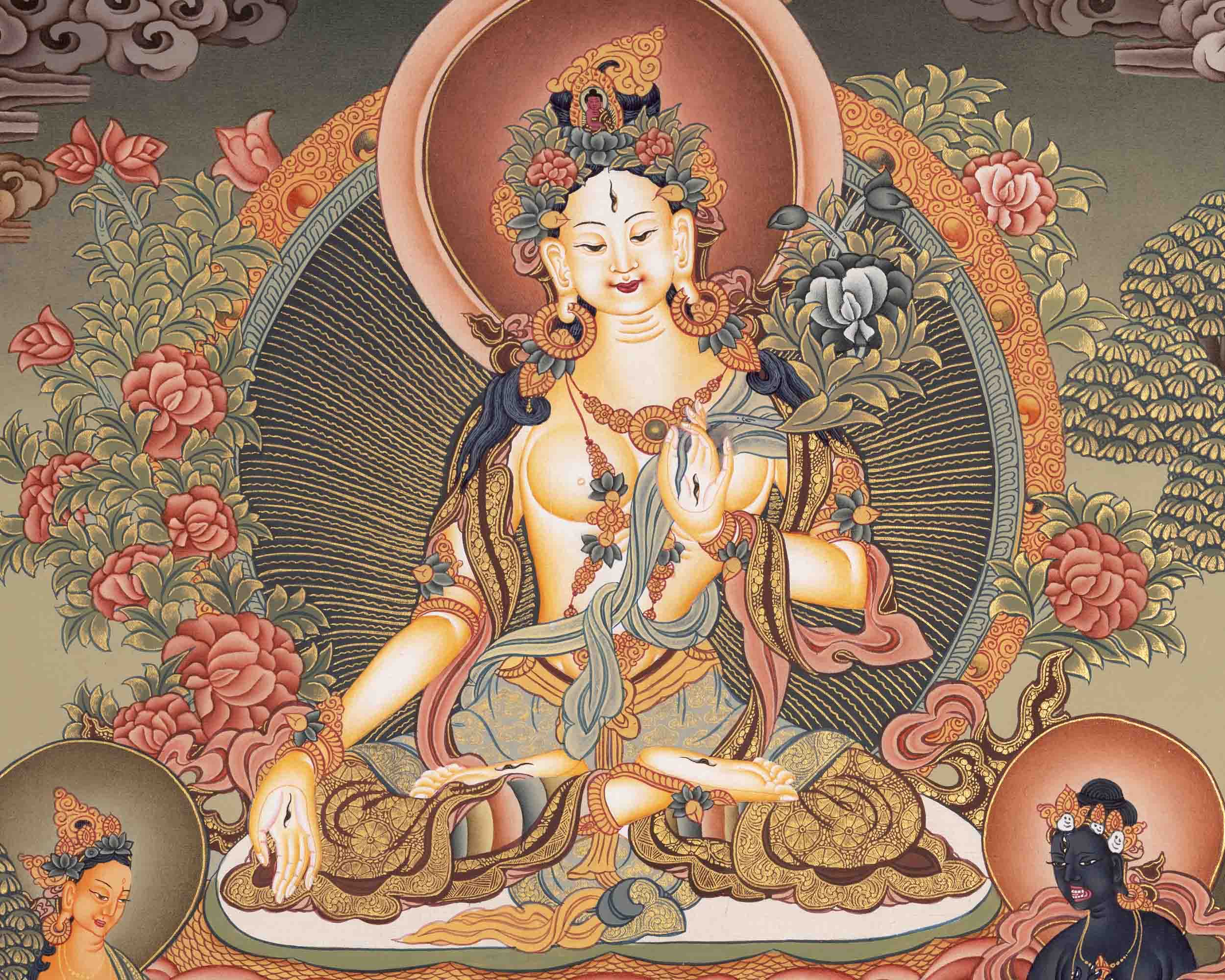 Traditional White Tara Thangka | Religious Artwork | Wall Decors