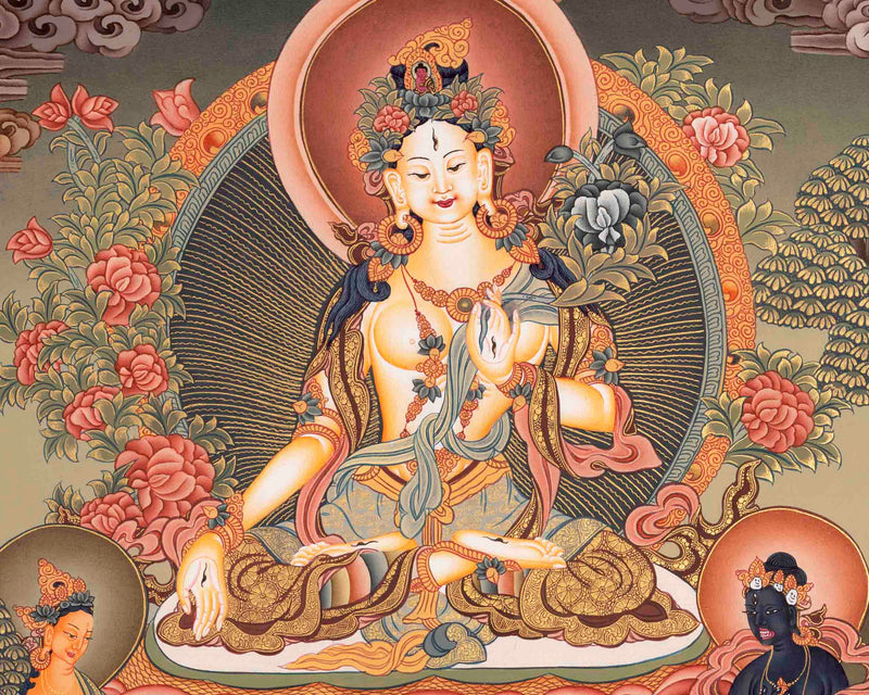 Traditional White Tara Thangka | Religious Artwork | Wall Decors