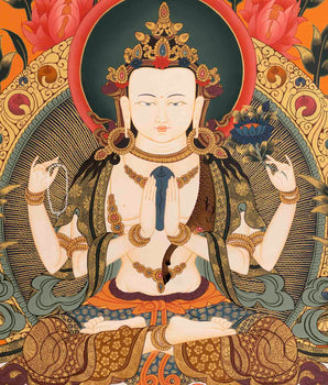 Avalokiteshvara Chengrezig Thangka | Yoga Meditation Canvas Art