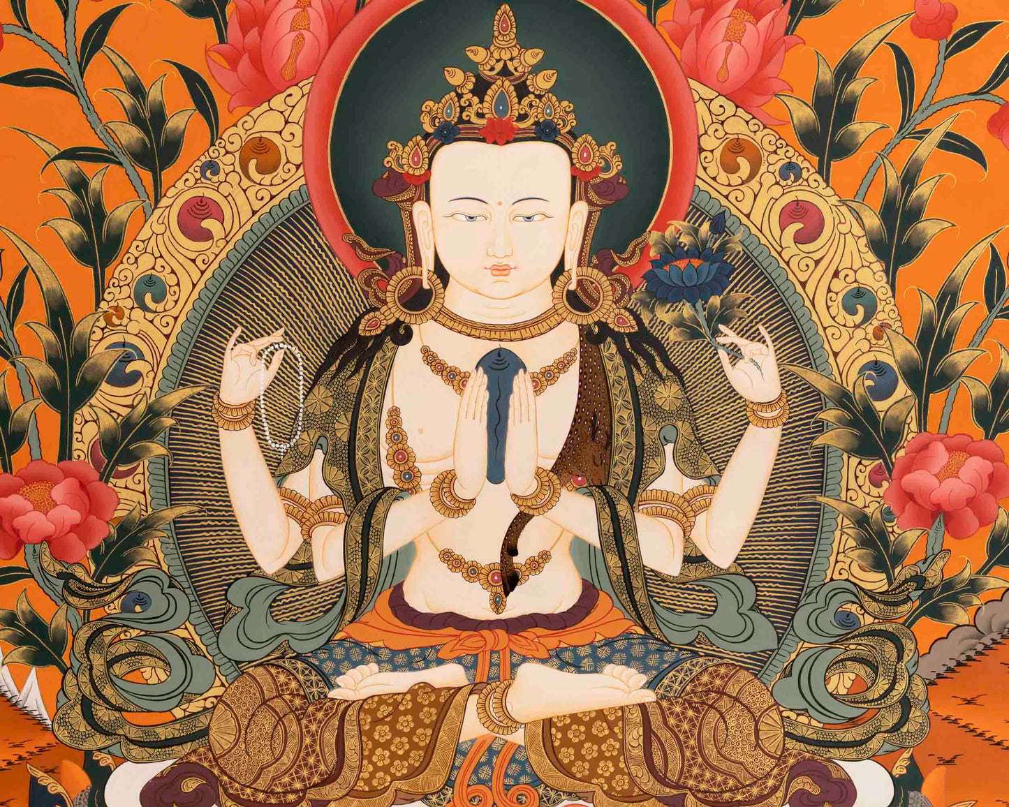 Avalokiteshvara Chengrezig Thangka | Yoga Meditation Canvas Art