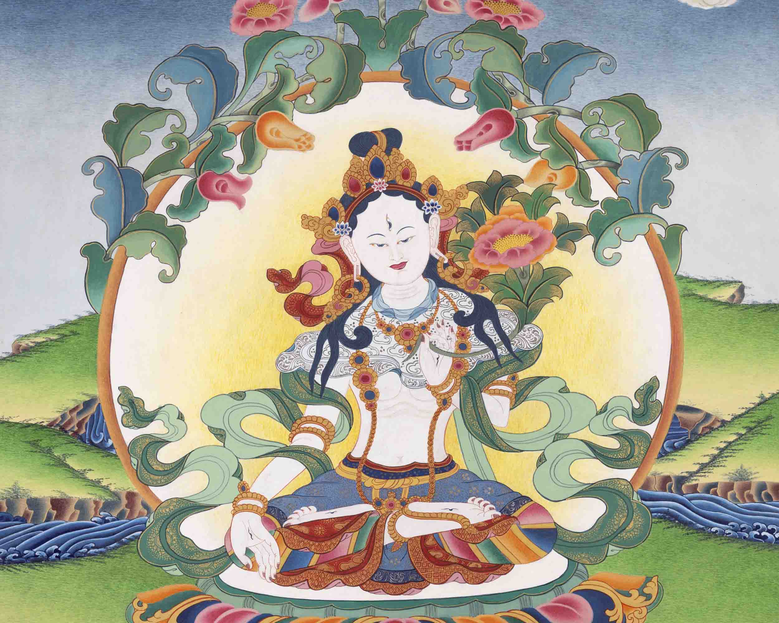 White Tara Thangka | Buddhist Religious Paintings