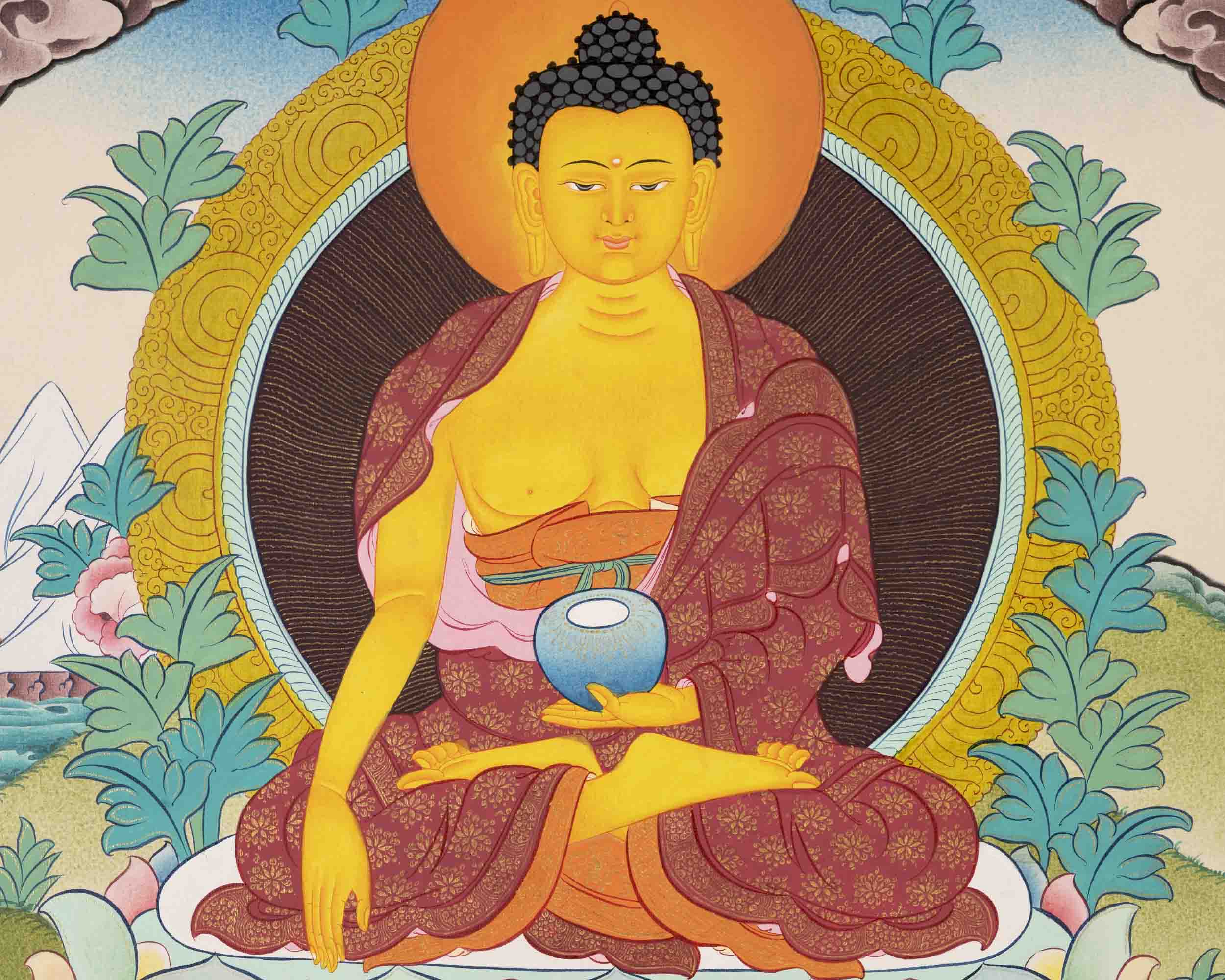 Shakyamuni Buddha Thangka | Traditional Tibetan Painting | Wall Decors