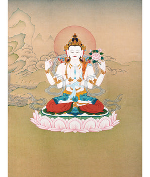 Chenrezig Thangka | Traditional Karma Gadri Thangka | Avalokiteshvara Painting