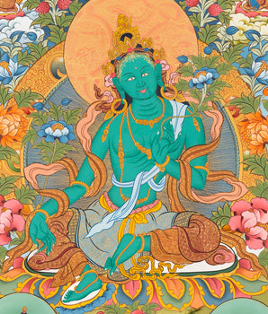Goddess Green Tara Thangka | Spiritual Wall Art