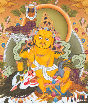 Vintage King Dharmapala Namtose | Traditional Thangka | Wall Decors