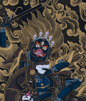 Traditional Art Of Buddhist Dakini Palden Lhamo Empowerment | Tibetan Glorious Goddess Mahakali Thangka