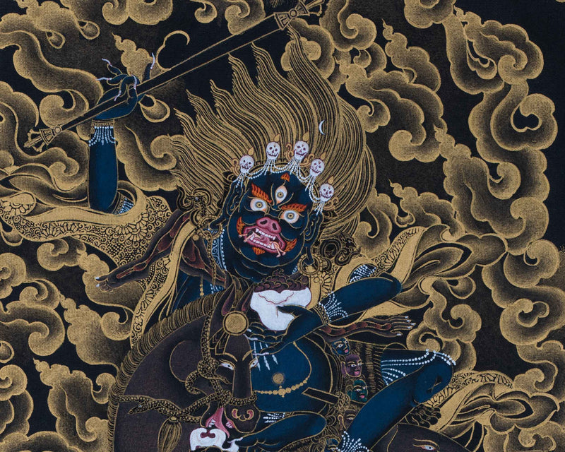 Traditional Art Of Buddhist Dakini Palden Lhamo Empowerment | Tibetan Glorious Goddess Mahakali Thangka