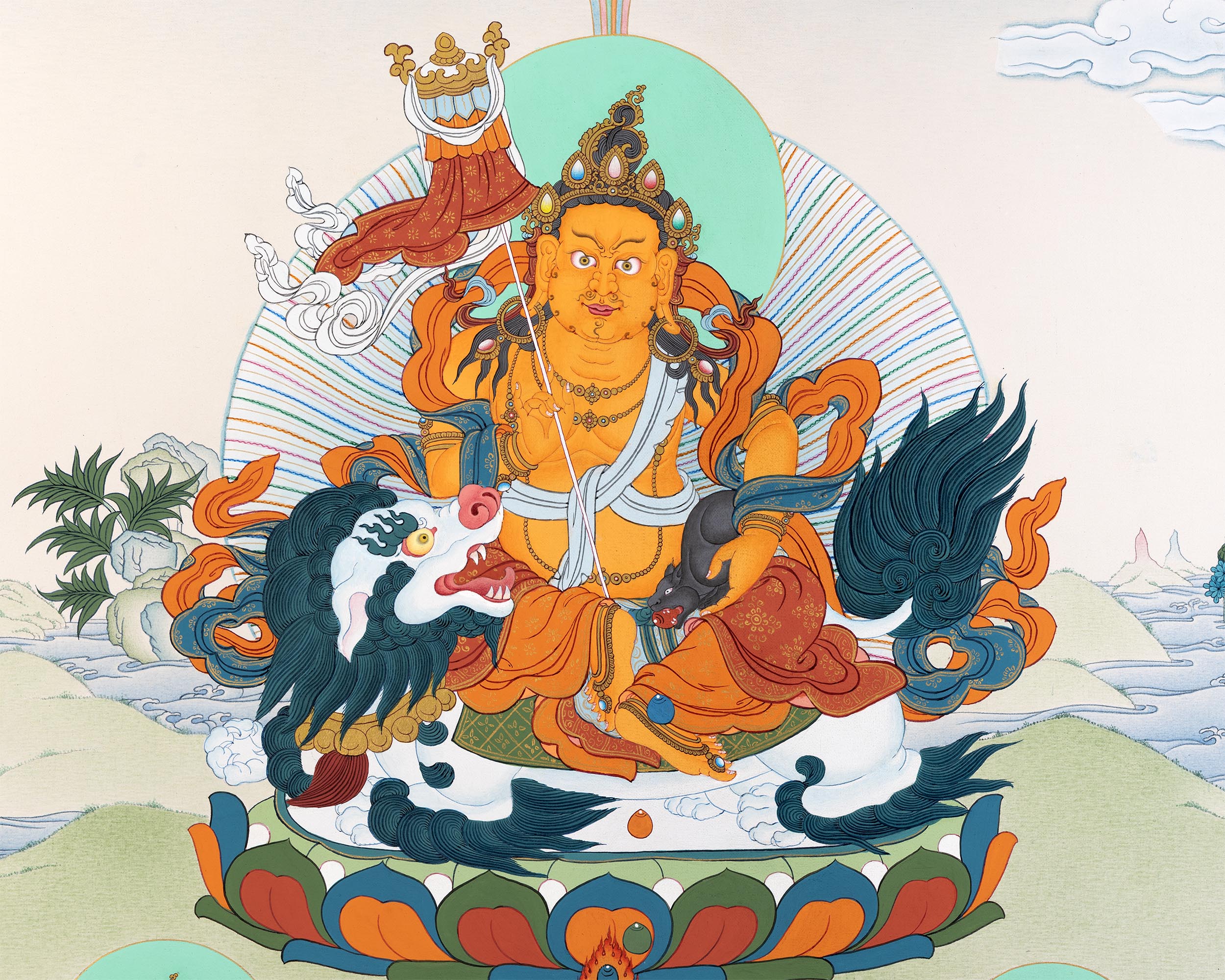 Namtoshe With Others Thangka | Jambala And Vasundhara | Digital Print
