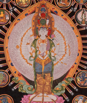 Vintage 1000Armed Avalokiteshvara Thangka | Wall Decor Painting