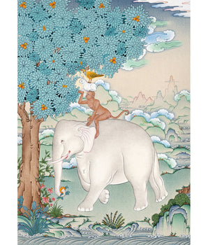 The Four Harmonious Friends | Honoring the Age | Tibetan Thangka