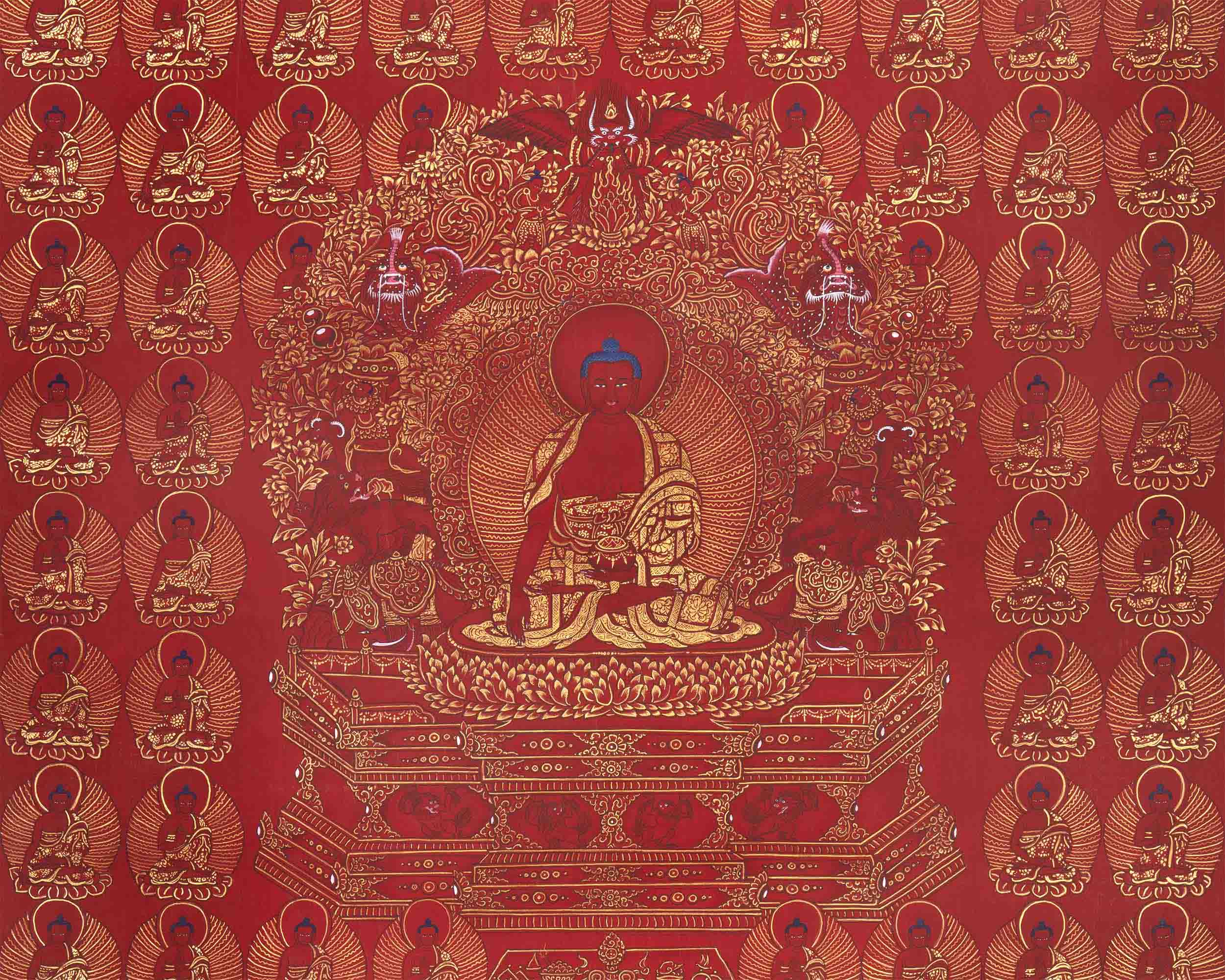 108 Buddhas' | Thangka Prints | Wall Hanging Decors
