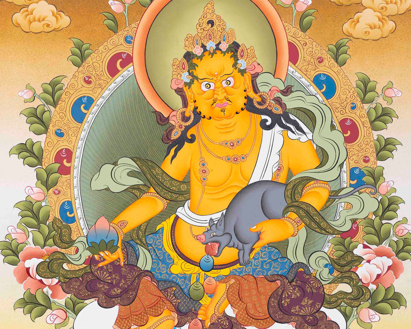 Dzambala Kubera Thangka | Religious Buddhist Art | Wall Decors
