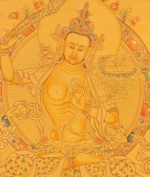 Original Manjushree Thangka | Full 24K Gold Style | Religious Wall Decors