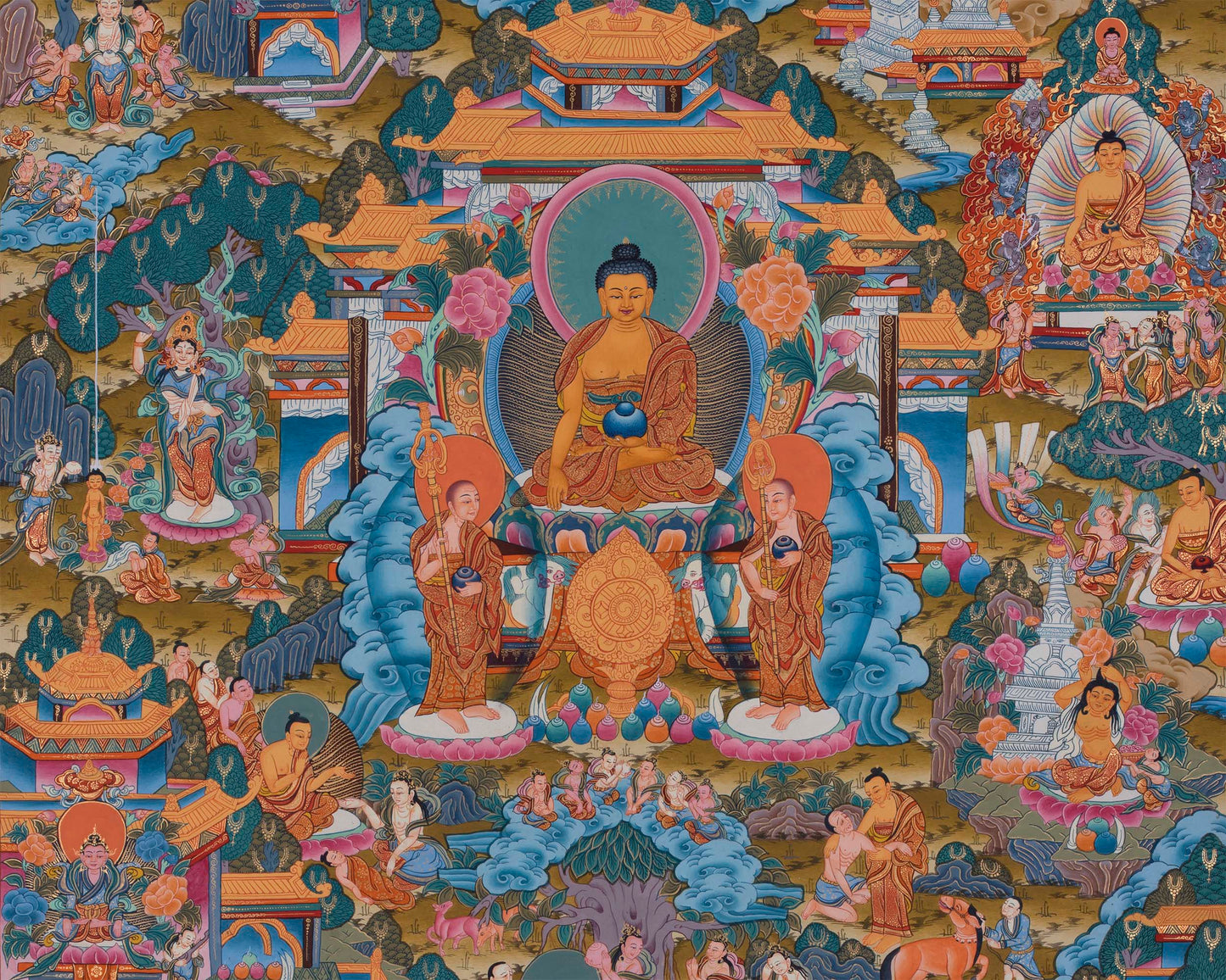 Buddha Life Story Print | Thangka Prints | Digital Wall Art