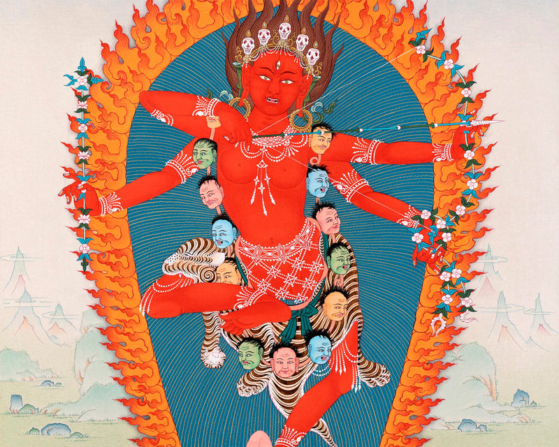 Mother Kurukulle Thangka Print | Buddhist Wall Artwork | Himalayan Wall decor