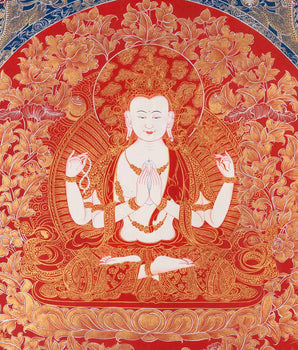 Avalokiteshvara Chengrezig Thangka | Bodhisattva Of Compassion | Wall Decors