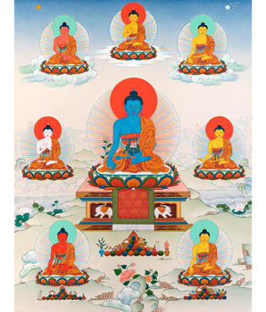 8 Medicine Buddhas | Bhaisajyaguru | Thangka Painting