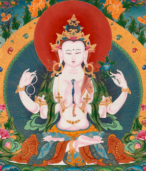 Avalokiteshvara Chengrezig | Traditional Tibetan Thangka | Wall Decors