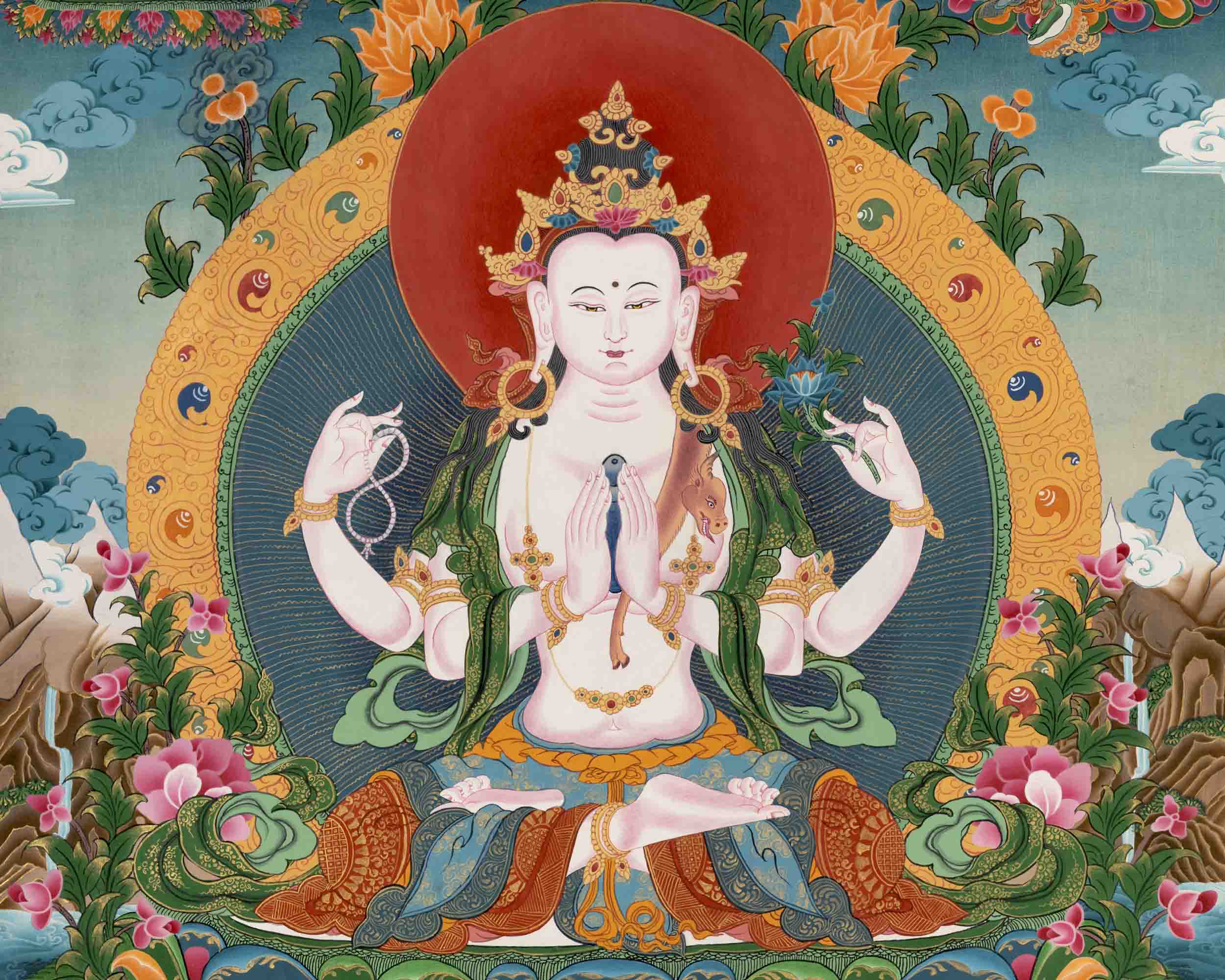 Avalokiteshvara Chengrezig | Traditional Tibetan Thangka | Wall Decors